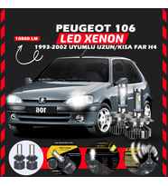 Peugeot 106 1993-2002 Uzun-Kısa Far Uyumlu Şimşek Etkili Led Xenon Premium Series H4