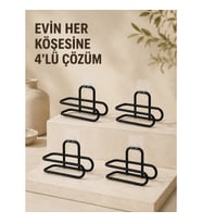 Mey İthalat® Delmeden Monte Tuvalet Kağıdı Askısı Siyah Metal Yapışkanlı Banyo Kağıtlığı 4’lü Set