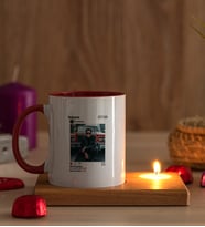 Kişiye Özel İnstagram Tasarım Fotoğraflı Ahşap Altlıklı Mumlu Kırmızı Kupa