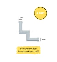 Dekoratif Boyanabilir Polimer 3 cm Duvar Çıtası Uyumlu Köşe Motifi (Beyaz)