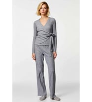 Kadın Kruvaze Yaka Uzun Kol Regular Fitilli Örme Pijama Takımı Fonksiyonel Dayanıklı Rahat