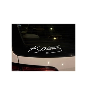 Kemal Atatürk İmzası Oto Cam Yazısı 20x5 Cm Araba Arkası Sticker Oto Cam Sticker motor laptop ofis