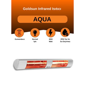 Goldsun Aqua 3000 Watt GSA30 Kumandasız Suya Dayanıklı Elektrikli İnfrared Isıtıcı-Beyaz