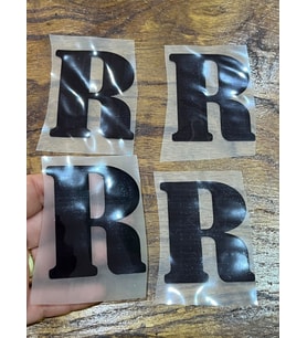 4 ADET ÜTÜ İLE YAPIŞAN R HARFİ TRANSFER BASKI ARMA HARF 6X4 CM