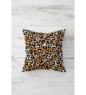 Leopar Desenli Çift Tarafı Baskılı Gizli Fermuarlı Yastık Kılıfı Kırlent Koltuk Yastık Kılıfı (Beyaz)