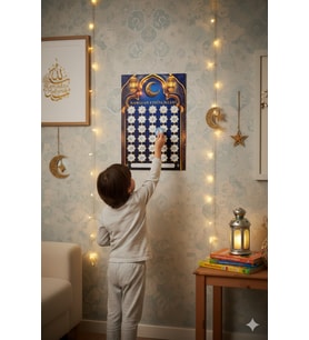 Ramazan Mavi Kazınabilen İmsakiye ve Ramazan Ayı Etkinlik Takvimi 47x33 Cm