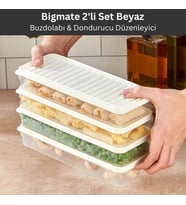 bigmate 2'li Şeffaf Saklama Kabı 2x1 Lt BGMT1115 Mikrodalga Buzdolabı ve Dondurucu Uyumlu Düzenleyic (Beyaz)