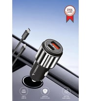 Torima Hızlı Şarj Adaptörü 45W Lightning Kablolu Araç Çakmaklık Şarj C16 Gümüş