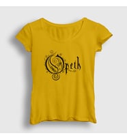 Presmono Kadın Sarı Logo Opeth T-Shirt 100981tt (Sarı)