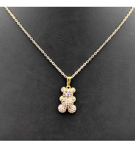 Gold Renk  Ayıcık  Temalı  Taşlı Kolye