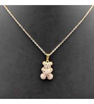 Gold Renk  Ayıcık  Temalı  Taşlı Kolye