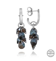 Swarovski Crystal Taşlı Gümüş Salkım Sallantılı Çivili Kadın Küpe