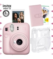 Instax mini 12 Pembe Fotoğraf Makinesi-20'li Film-Laporta Albüm ve Şeffaf Kılıf Seti