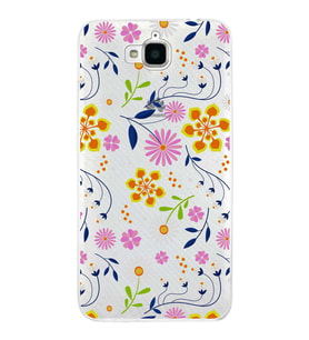 Huawei Y6 Pro Uyumlu Kapak Flowers Tasarımlı Şeffaf Silikon Kılıf