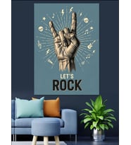 Rock İşareti El Sembolü Dekoratif Kanvas - Mdf Ahşap Tablo