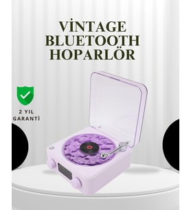 Projektörlü Gece Lambalı Retro Hoparlör – Taşınabilir Bluetooth Speaker
