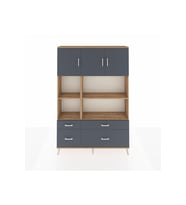 Arges Gardrop 8 Raflı 4 Çekmeceli 3 Kapaklı 132x30x195 Çam-Antrasit