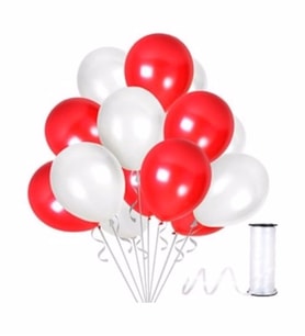 Kırmızı - Beyaz Balon 25 Adet ( Balonlar Sönüktür)