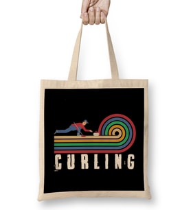 Retro Curling Player Vintage Curling Broom Stones Coach Team Bez Çanta Uzun Saplı
