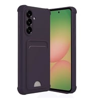 Coverzone Samsung Galaxy A36 ile uyumlu K?l?f N-Kelvin Kartvizitli Kart Ta??ma Cebi Soft-Touch Silikon Kapak Derin Mor