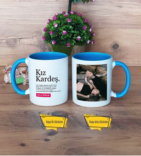 Kız Kardeş Kupa Bardak Mavi Fotoğraflı Kız Kardeşe Doğum Günü Hediyesi