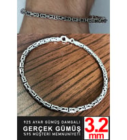 925 Ayar Gümüş Erkek Yuvarlak Kral Zincir Bileklik Künye Erkeğe Hediye msb14 (Krem)