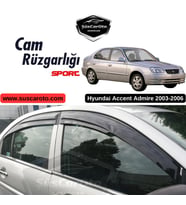 Hyundai Accent Admire 2003-2006 Uyumlu Mugen Cam Rüzgarlığı Seti Piano Black 4'lü İthal