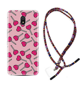 Xiaomi Redmi 8A 8 Pro 9C 9T 10C 11T Pro Kılıf Boyun Asklı Rasta Silikon Heart Lollipop 1414