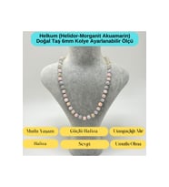 SERTİFİKALI Helkum Doğal Taş 6mm Makrome Kolye 45cm- 55cm Ayarlanabilir Ölçü