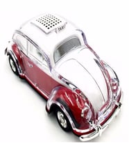 Radyolu Işıklı Nostaljik Volkswagen Araba Bluetooth Hoparlör FM AUX TF Destekli (Kırmızı)