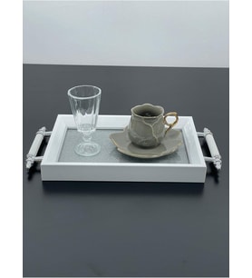 Lüks Simli Sunum Tepsisi Yaldızlı Tepsi 32 * 17CM