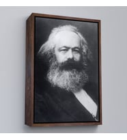 Çerçeveli Karl Marx Siyah Beyaz Dekoratif Kanvas Tablo (Altın)