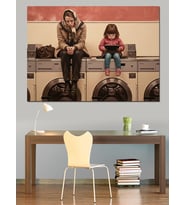 Vintage Kadın Ve Küçük Kız Dekoratif Kanvas - Mdf Ahşap Tablo