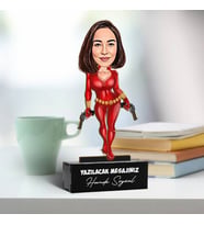 Kişiye Özel Aksiyon Seven Kadın Karikatürlü Biblo