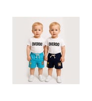 2ip Ayıcık Baskılı Beli Lastikli Unisex Şort (Lacivert)
