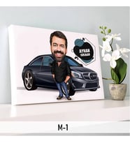 Araba Tutkunu Erkek Karikatürlü Kanvas Tablo