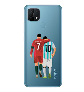 Oppo A15 / A15S Uyumlu Lionel Messi ve Cristiano Ronaldo Desenli Şeffaf Telefon Kılıfı