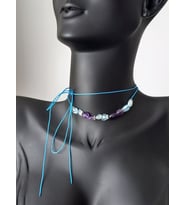 Ametis Aquamarine Doğal Taşlı Mavi Çakra Tasarım Choker Gümüş Kadın Kolye