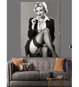 Siyah Beyaz Pin Up Dekoratif Kanvas - Mdf Ahşap Tablo