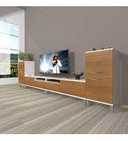 Decoraktiv Eko 9220 Mdf Krom Ayaklı Tv Ünitesi Tv Sehpası (Beyaz - Ceviz)
