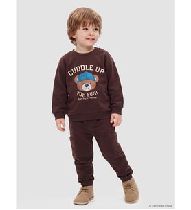 LCW baby Kahverengi Baskılı Erkek Bebek Eşofman Takımı
