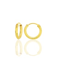 Gümüş altın yaldızlı lazer kesimli 14 mm halka küpe SGTL12747GOLD