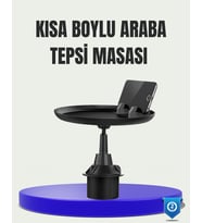 360° Döner Araç Bardaklık Tepsisi Geniş Yemek Alanlı Telefon Standlı