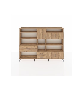 Arges Dolap 13 Raflı 3 Çekmeceli 5 Kapaklı 220x30x163 Çam-Çam