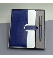 Mi Beyaz Deri Kapaklı Defter Ve Metal Kalem Set