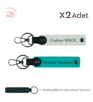 Çocuğa Doğum Günü Hediyesi, İsim & Soyisim Kişiselleştirilmiş 2’li Anahtarlık, K Turkuaz-Beyaz-Laci