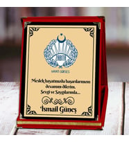 Zabıta Baskılı Plaket (1. Tasarım)  Kişiye Özel (Kırmızı)