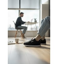 Enoch Erkek Siyah Beyaz Tabanlı Retro Spor Ayakkabı - Günlük Yürüyüş Sneaker