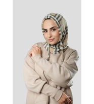 Bej Bağcıklı Balaklava Boyunluklu Bere Jakar Ekoseli 2323_12