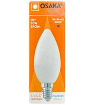 (1 Adet) Osaka 6W (50W) Günışığı (4000K) E14 Duylu (İnce Duy) Led Mum Ampul